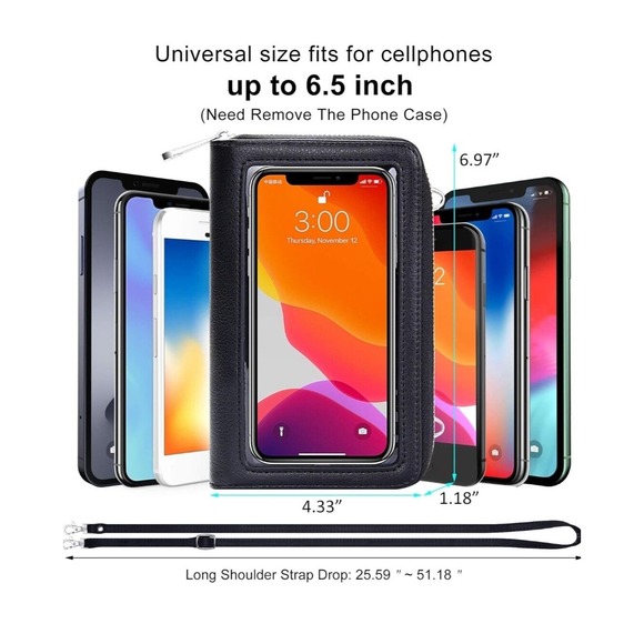 Pink Women Cross-Body Cell Phone Purse Wallet Bag Shoulder Strap Gift Boxed - Picture 6 of 7